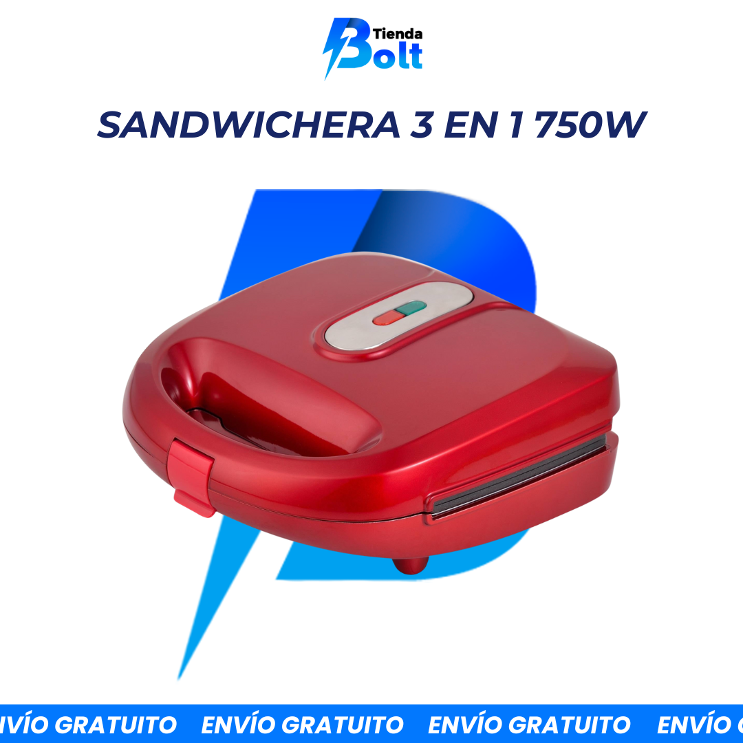 Swiss Home Sandwichera 3 en 1 750W con 3 Placas Desmontables (Gofres, Grill, Tostadas) Libre de BPA. Inox