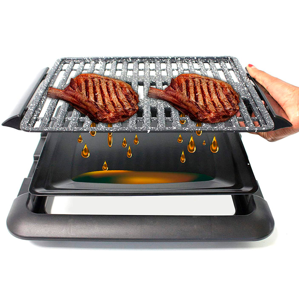 Grill Eléctrico Sin Humos 1250W, Cocina Saludable con Tecnología Avanzada